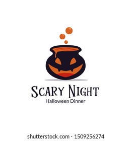 Scary Night halloween time logo for halloween celebration and party.