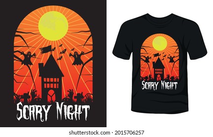 "Scary Night" Halloween t-shirt design.