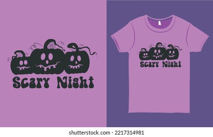 Scary Night Halloween T-shirt Design Vector