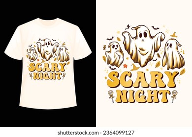 Scary Night - Halloween t-shirt design template.