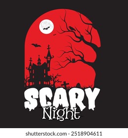 Scary Night, Happy Halloween, Halloween T-Shirt logo