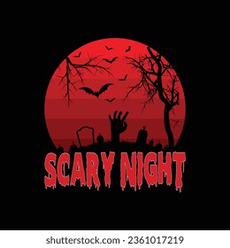 Scary Night illustrations with patches for t-shirts and other uses