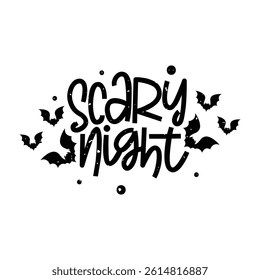 Scary Night Lettering Vector Design.