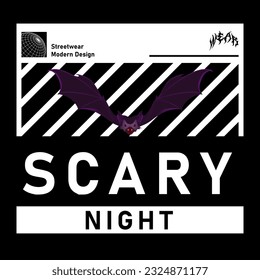 Scary night modern bat vector Streetwear design inspiration templates