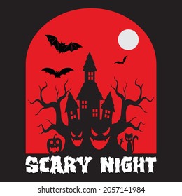SCARY NIGHT t shirt design, vector file.
