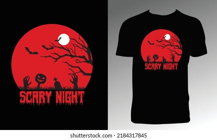 Scary Night T Shirt Design . 