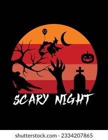 scary night t shirt print template