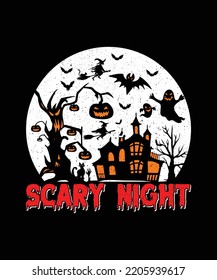 Scary Night T-shirt Design Halloween T-shirt Design