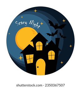 Scary Night Withc's House Vector Perfect for Halloween