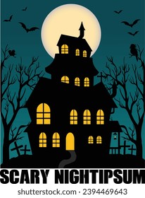 SCARY NIGHTIPSUM Halloween groovy T-shirt design