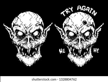 scary Nosferatu hole in head vector illustration print