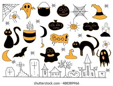 Scary Objects Doodle  helloween set