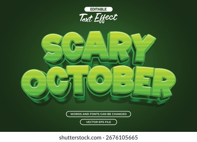 Scary october editable text effect with 3d green text effect