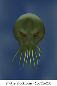 Scary octopus face. Vector illustration