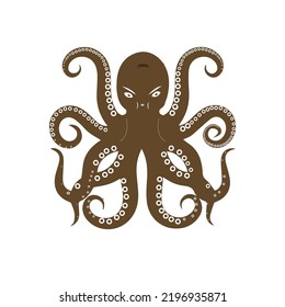 Scary Octopus Illustration Vector Design