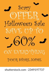 Scary offer Halloween sale poster flyer social media post design