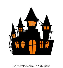 Scary old castle for halloween invitation card or halloween party poster vector