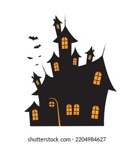 Scary Old Halloween Haunted House Vector Illustration