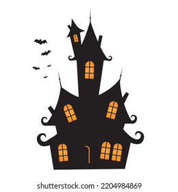 Scary Old Halloween Horrible House Vector Illustration