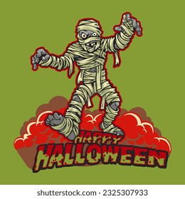 scary old mummy, vector logo icon