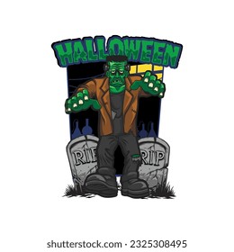 espantoso zombi antiguo, icono del logotipo vectorial