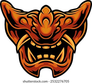 scary oni mask , vector illustration