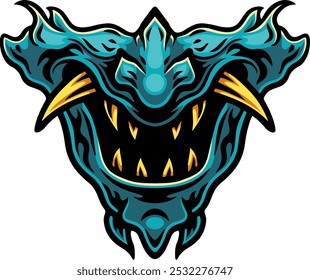 scary oni mask , vector illustration