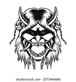 Scary onimask Head vector illustration tshirt design