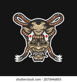 Scary onimask Head vector illustration tshirt design