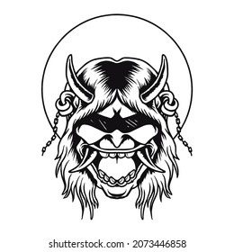 Scary onimask Head vector illustration tshirt design