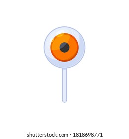 The scary orange eyeball candy. Isolated Vector Illustration