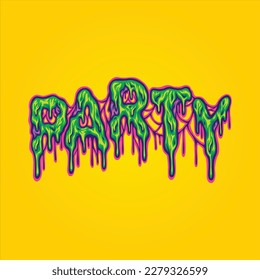 Scary party melted word lettering text illustrations vector for your work logo, merchandise t-shirt, stickers and label designs, poster, greeting cards advertising business company or brands