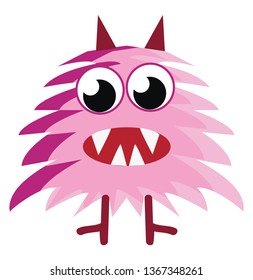 Scary Pink Furry Creature Vector Color Stock Vector (Royalty Free ...