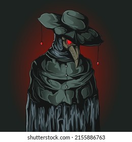 scary plague doctor vector illustration