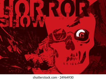Scary poster with skull. Vector illustration.