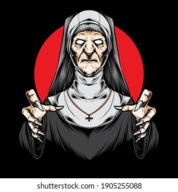 scary priest vector and illustration