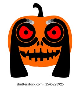 Scary pumkin smile face for halloween. Pumpkin with binoculars. 