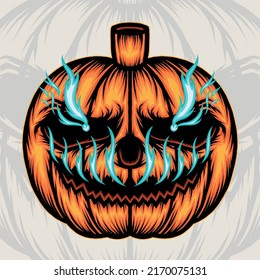 Scary Pumpkin Artwork. Premium vector