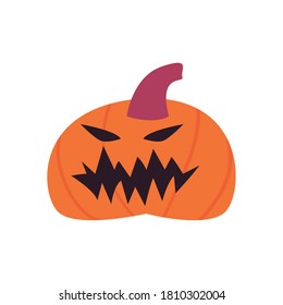 scary pumpkin cartoon free form style icon design, Halloween holiday and scary theme Vector illustration
