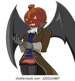 Scary Pumpkin Devil Vector Illustration