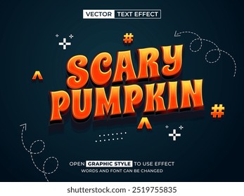 Scary Pumpkin texto editable, efecto de fuente, texto 3D para el título