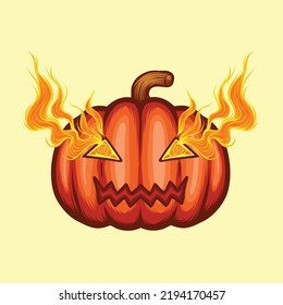 Scary pumpkin face. Hand drawn Vector Illustration of halloween pumpkin