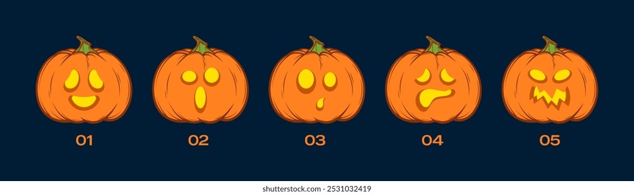 Cara de calabaza de miedo en Halloween