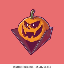 Scary pumpkin face vector illustration. Holiday, horror design concept.