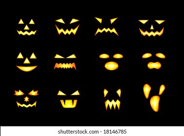 Scary Pumpkin Faces vector