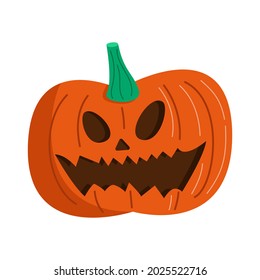 Scary pumpkin in flat style