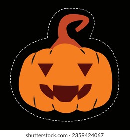 Scary Pumpkin Ghost Halloween Vector.