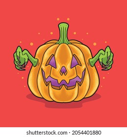 scary pumpkin greetings halloween illustration