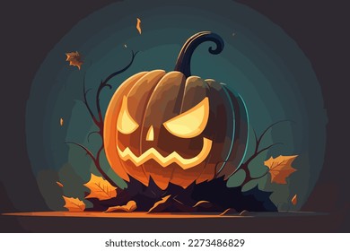 Scary pumpkin Halloween, 2d vector illustration, EPS 10 vector.