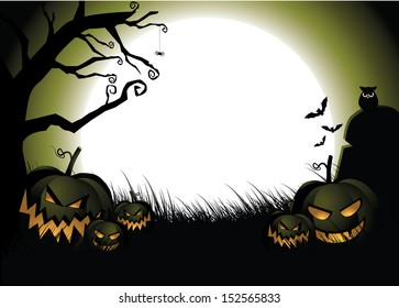 Scary pumpkin Halloween background. EPS 10 vector, grouped for easy editing. No open shapes or paths.